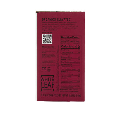 Organic Regeneratively Farmed® Apple + Sweet Potato + Beet Puree | White Leaf Provisions nutrition facts: Serving size - 1 pouch (90g). Per Serving: 45 calories, 0g total fat, 0mg cholesterol, 15mg sodium, 13g total carbohydrate, 2g dietary fiber, 8g total sugars, 0 added sugars, 1g protein, 0.1mcg vitamin d, 10mg calcium, 0,3mg iron, 90mg potassium