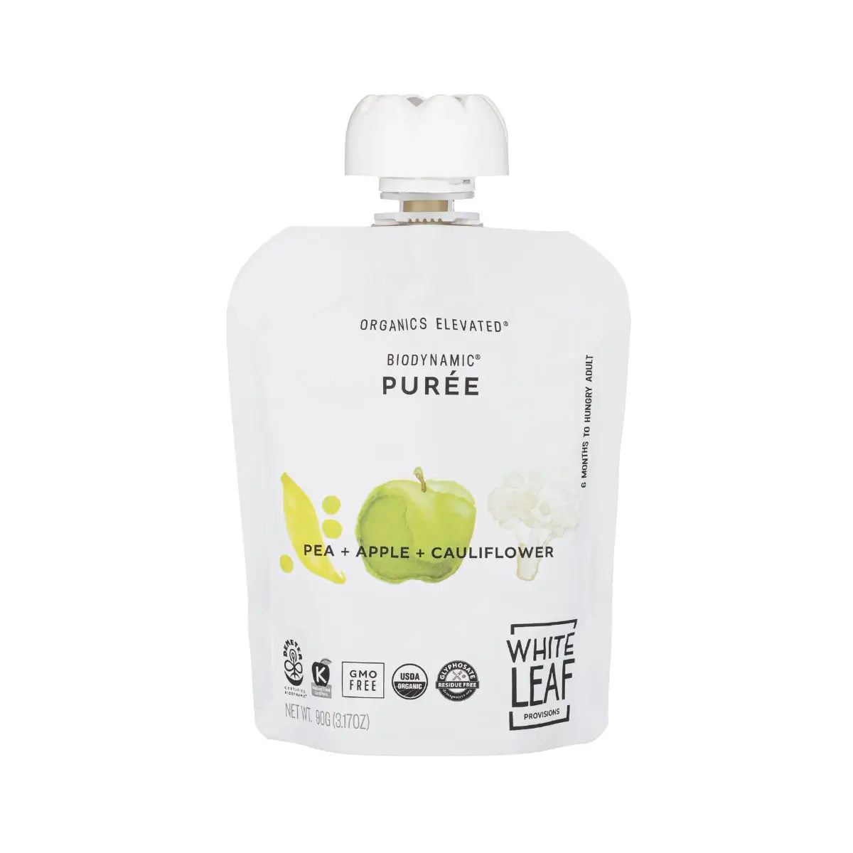 Organic Regeneratively Farmed Pea + Apple + Cauliflower Puree Pouch | White Leaf Provisions