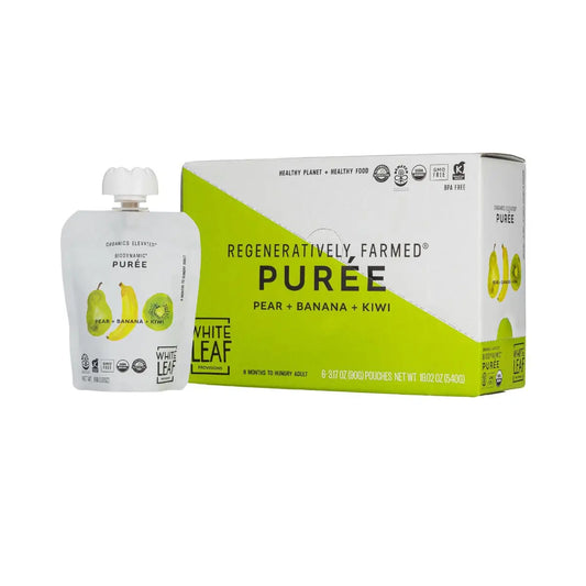 Organic Regeneratively Farmed® Pear + Banana + Kiwi Puree | White Leaf Provisions